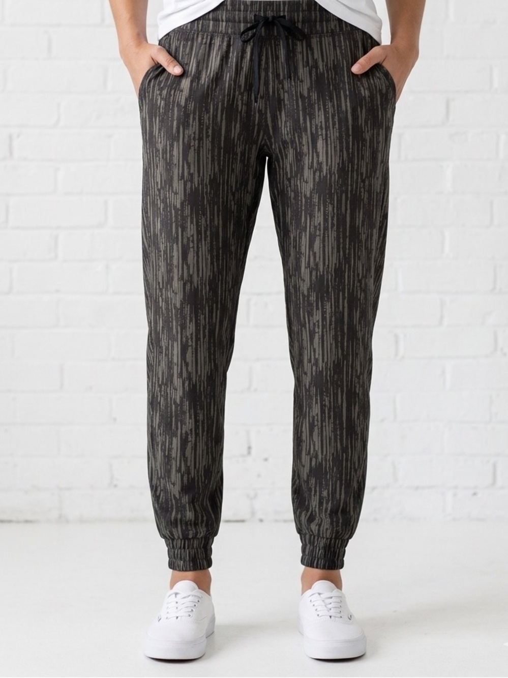 Abstract Print Jogger Pants Olive Green Lounge Athleisure Pants